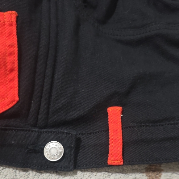 AKIRA Black and Red Crop Halter DenimTop - Picture 6 of 7